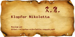 Klopfer Nikoletta névjegykártya